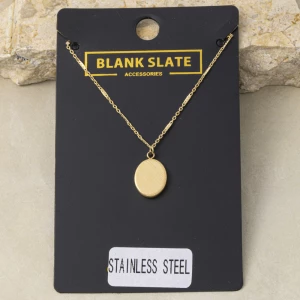 Stainless Steel Small Brushed Coin Pendant Necklace