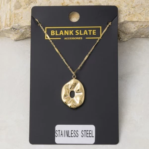 Stainless Steel Molten Open Ring Pendant Necklace