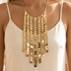 Adjustable Bolo Mesh Fringe Bib Necklace
