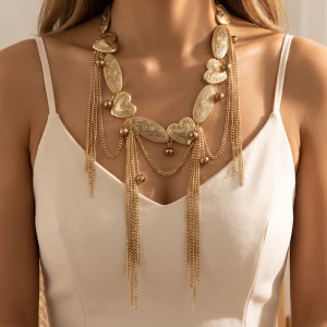 Western Heart Concho Chain Fringe Necklace