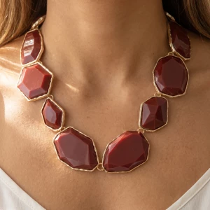 Chunky Faceted Bead Statement Collar Necklace