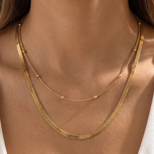Herringbone And Satellite Layered Chain Necklace