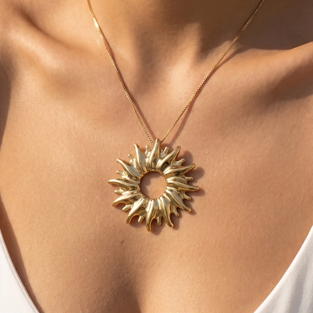Sunburst Open Center Pendant Necklace