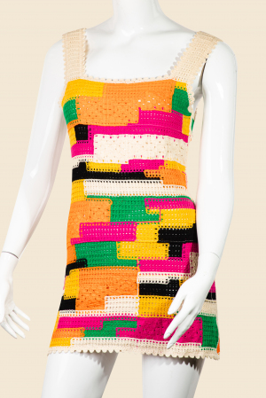 Abstract Knit Rectangle Pattern Sun Dress