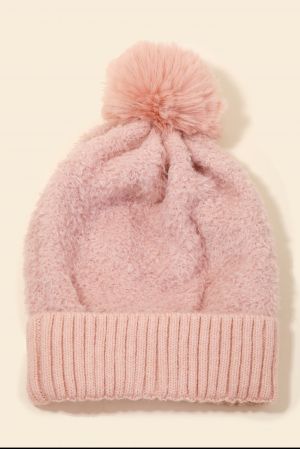 Teddy Knit Pom Beanie