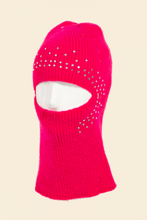 Rhinestone Accent Knitted Balaclava