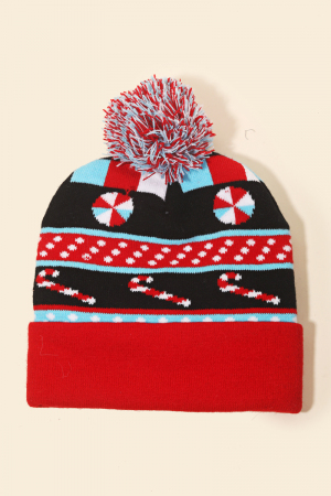 Christmas Candy Cane Pattern Beanie