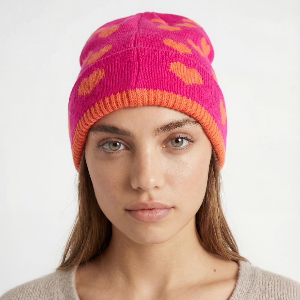 Heart Print Beanie