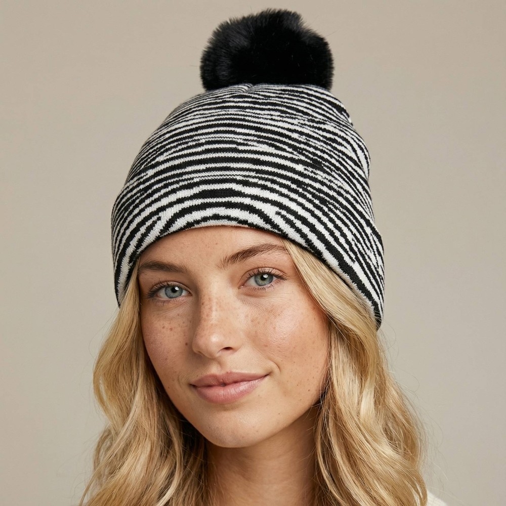 Zebra Striped Beanie