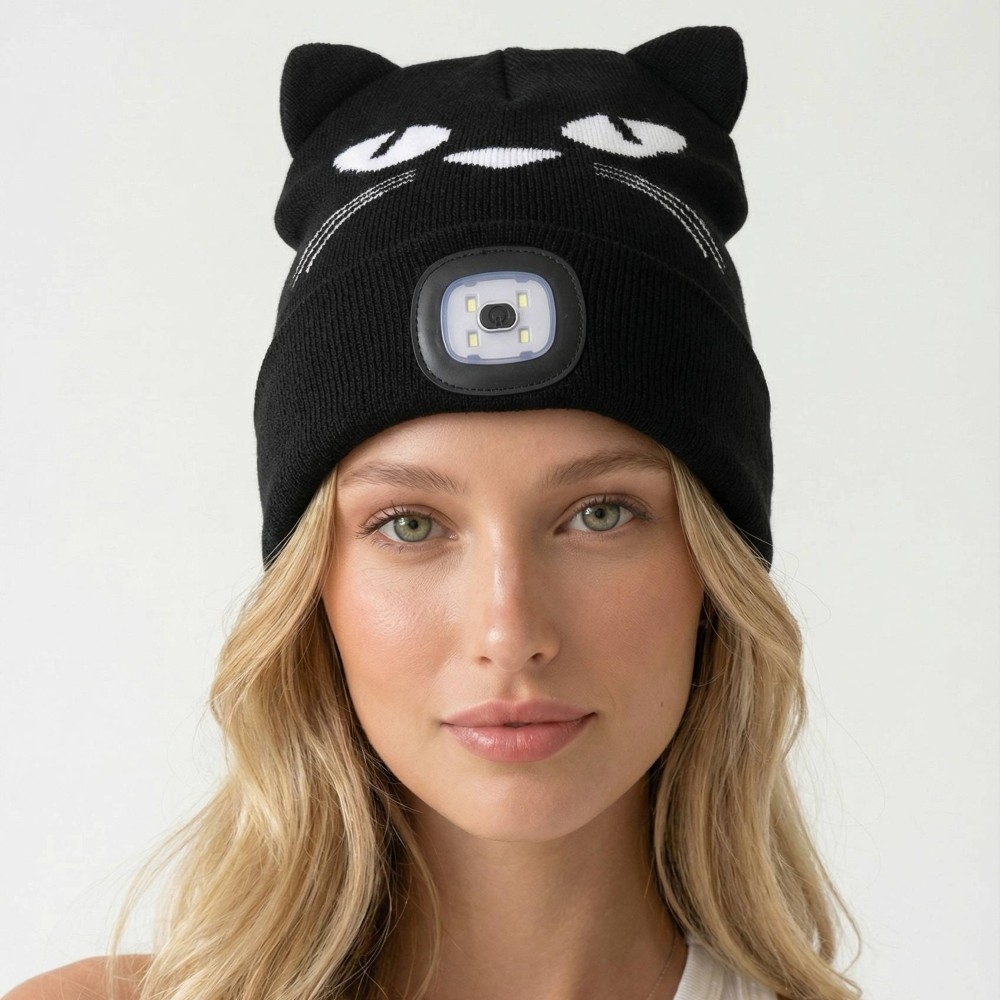Head Torch Cat Ears Beanie
