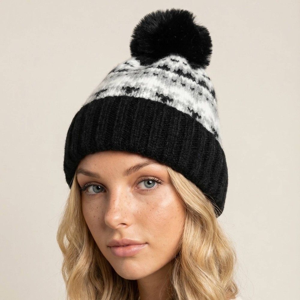 Warm Winter Theme Pom Beanie