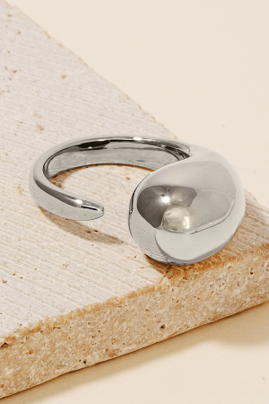 Large Metallic Tear Wrap Around Open Band Ring