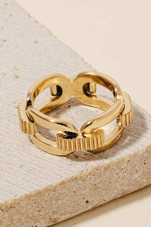 Textured Oval Chain Link Band Ring