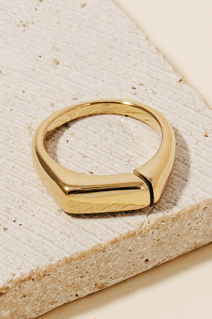 Slit Cut Dainty Signet Open Band Ring