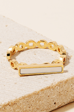 Seashell Bar Solid Metallic Chain Band Ring