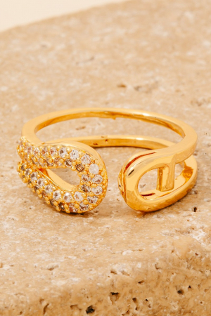 Pave And Solid Layered Loop Open Band Ring