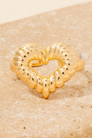 Textured Heart Open Band Ring