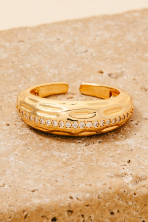 Textured Pave Row Open Band Ring