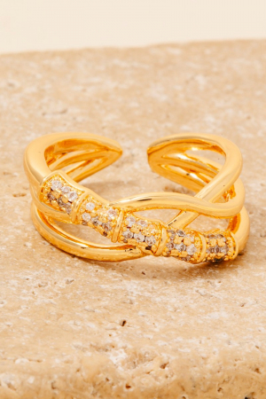 Intricate Layered Pave Row Open Band Ring