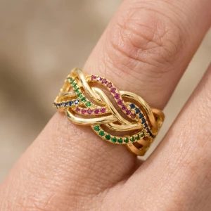 Rhinestone Braided Band Ring