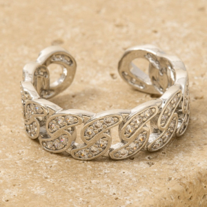 Rhinestone Metallic Chain Ring