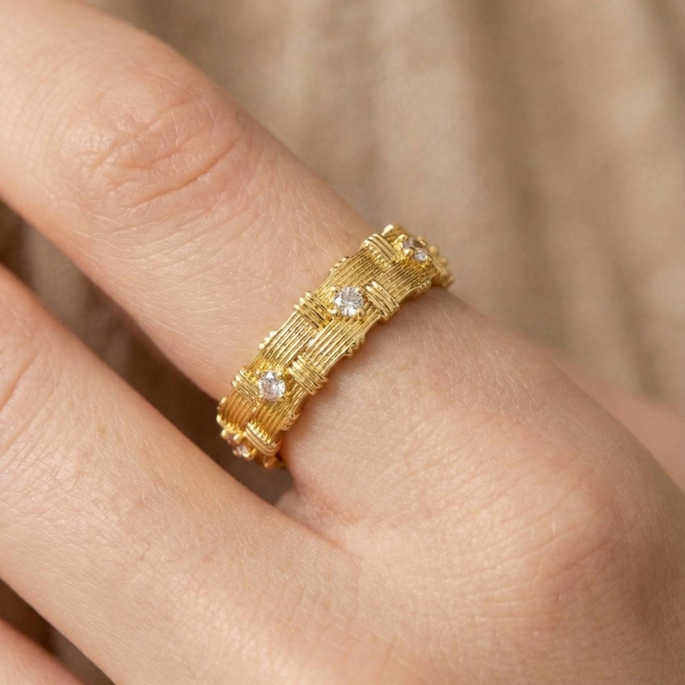 Double Row Ribbed Fashion Ring