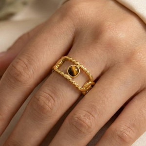 Gold Dipped Stainless Steel Chain Link Ring