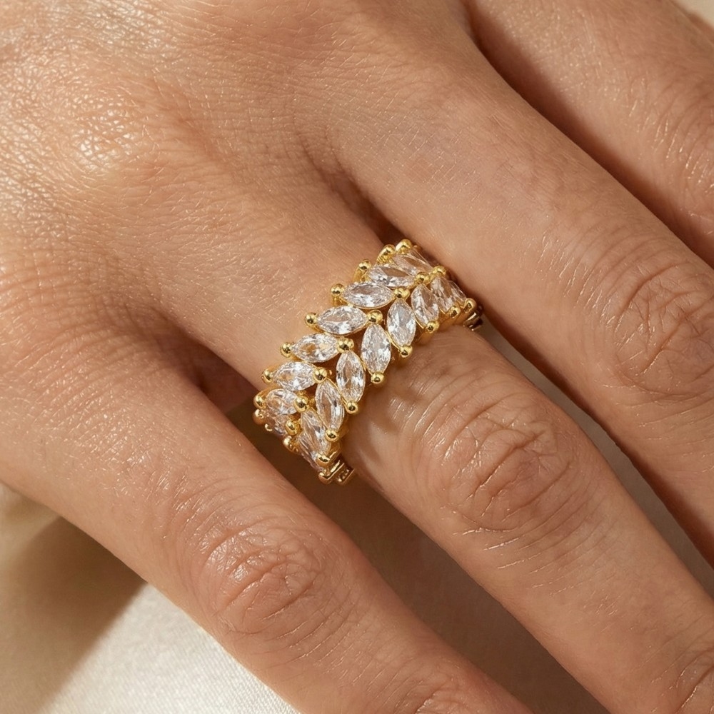 Cz Leaves Adjustable Ring