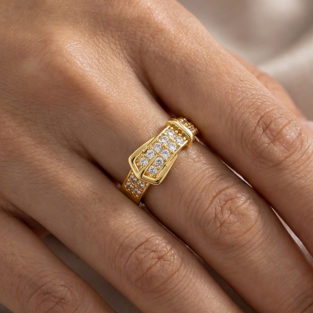 Cz Belt Buckle Ring