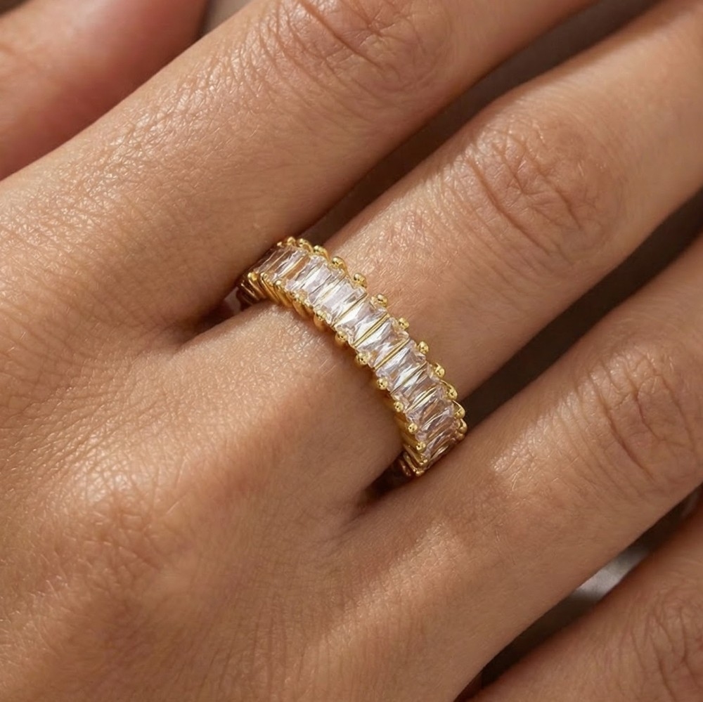 Cz Baguette Adjustable Ring