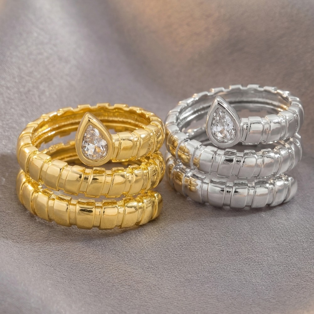 Cz Teardrop Coil Twist Ring