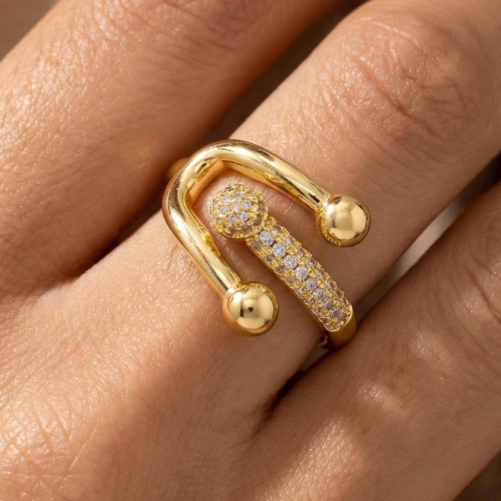 Pave Accent Open Fashion Ring