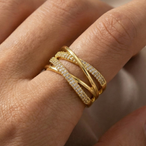 Pave Accent Multi Row Twist Adjustable Ring