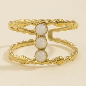 Triple Stone Twisted Double Band Ring