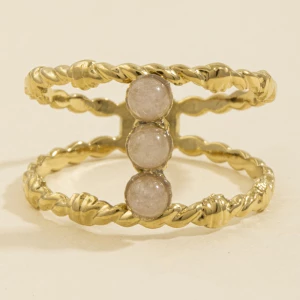 Triple Stone Twisted Double Band Ring