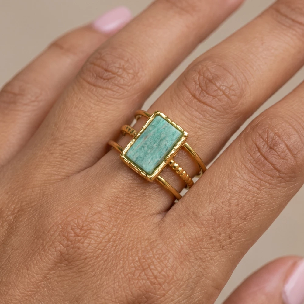Step Cut Stone Triple Band Statement Ring