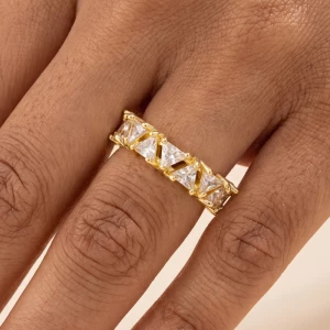 Trillion Cz Adjustable Open Band Ring