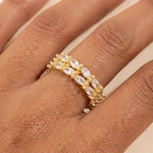 Double Row Marquise Cz Vine Open Ring