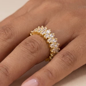 Baguette Cz Zigzag Chevron Band Ring