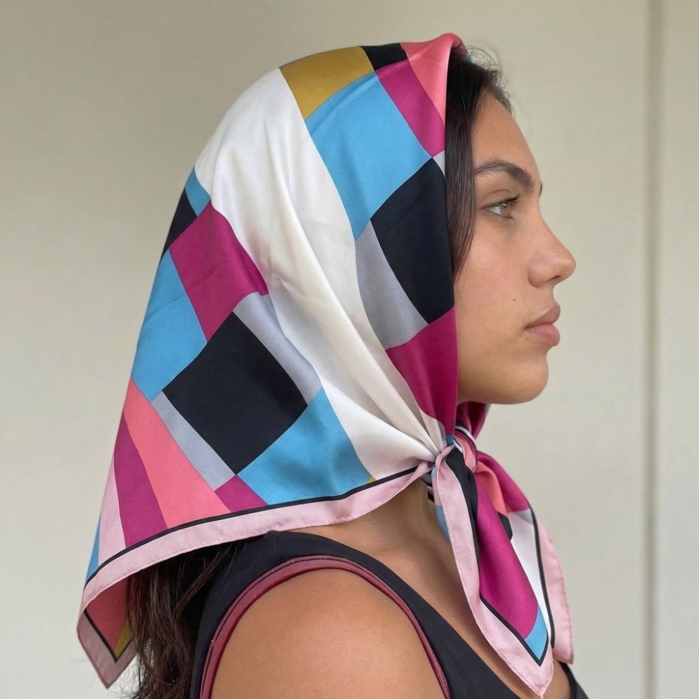 Striped Color Square Bandana Scarf