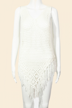 Knitted Fringe Hem Cover Up