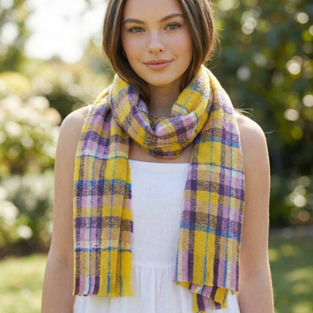 Oblong Checkered Plaid Scarf