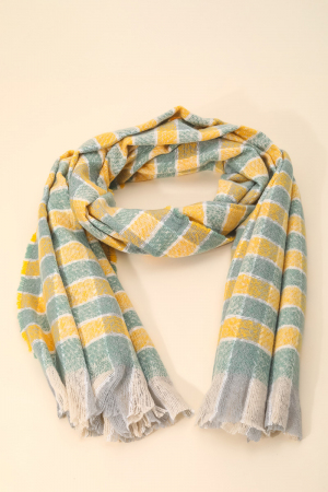 Oblong Gingham Pattern Scarf