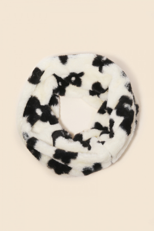 Fur Flower Print Infinity Scarf