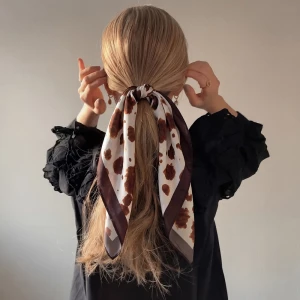 Brown Cow Print Square Bandana Scarf
