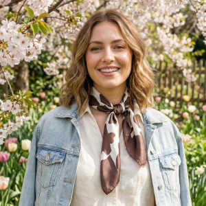 Dark Brown Cow Print Square Bandana Scarf