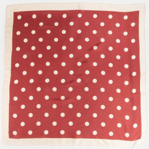 Burgandy Beige Polka Dot Square Scarf