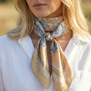 Ornate Paisley Medallion Print Satin Square Scarf