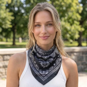 Paisley Mandala Print Square Satin Scarf