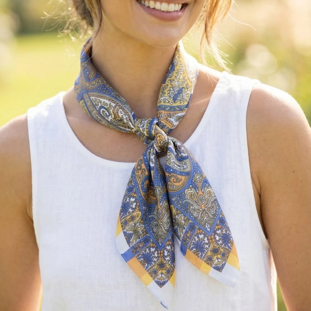 Paisley Medallion Print Square Bandana Scarf